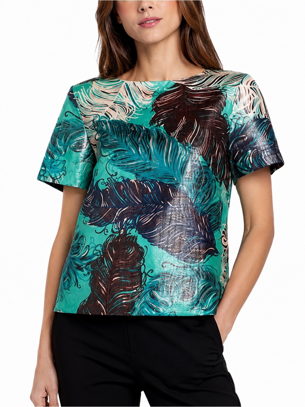 Kate Spade Regal Plumes Boxy Graphic Top Size 4